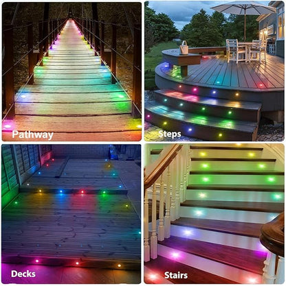 LED Deck Lights Kit Multicolor, 20Pack 1.22" Smart RGBW+IC Recessed Low Voltage Deck Light Work with Alexa/Google Home, IP67 Waterproof 12V Step Lights Outdoor for Garden Yard Path Landscape Decor