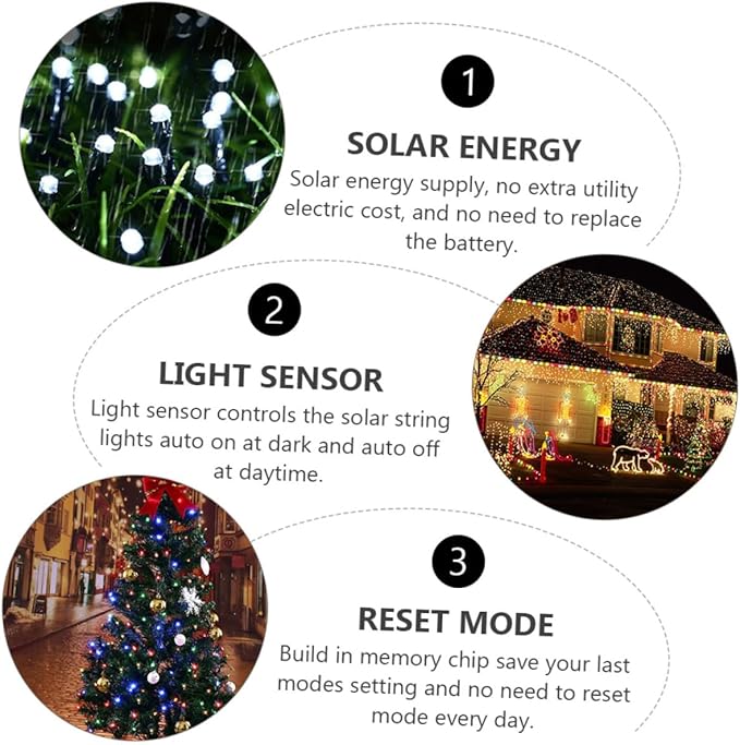 2 Sets Solar LED String Lights Outdoor LEDs Multi-Color Solar String Lights for Garden Patio Tree Decorations with Auto Off and Memory Mode