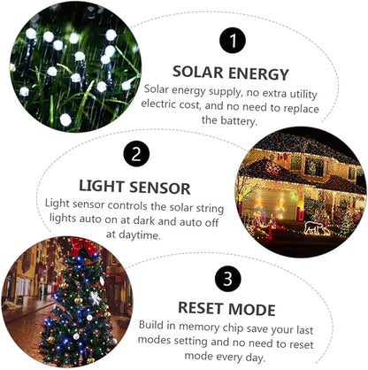 2 Sets Solar LED String Lights Outdoor LEDs Multi-Color Solar String Lights for Garden Patio Tree Decorations with Auto Off and Memory Mode