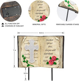 Outdoor Solar Memorial Cross Stakes Lights, Waterproof Book Statue Grave Decorations Sympathy Gifts for Cemetery | Lumora