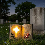 Outdoor Solar Memorial Cross Stakes Lights, Waterproof Book Statue Grave Decorations Sympathy Gifts for Cemetery | Lumora