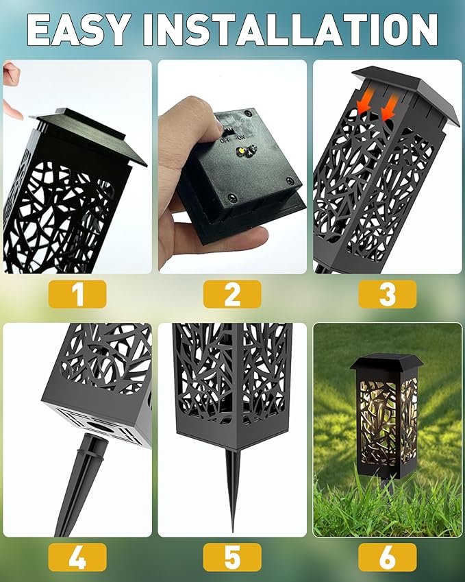 SZOKLED Solar Lights Outdoor 4 Pack, Waterproof Auto On/Off, RGB Solar Pathway Lights for Your Garden, Landscape, Path, Yard, Patio, Driveway,Walkway Decor