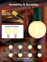 50Ft Christmas Outdoor String Lights with 27 LED Frosted White Bulbs, G40 Globe Christmas String Lights for Indoor | Lumora