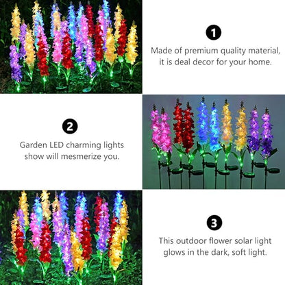 Uonlytech Solar Post Lights Violet Garden Stake Lights 5 Heads Colorful Decorative Yard Path Landscape Lighting for Patio Yard Pathway Purple