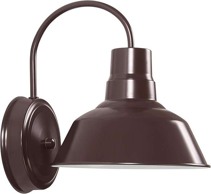 Architectural Bronze Gooseneck LED Wall Sconce Barn Light Fixture - Industrial Antique Farmhouse Style - Vintage Patio Porch Wall Mount Light - Indoor/Outdoor - UL Listed - 9W 800lm Cool White