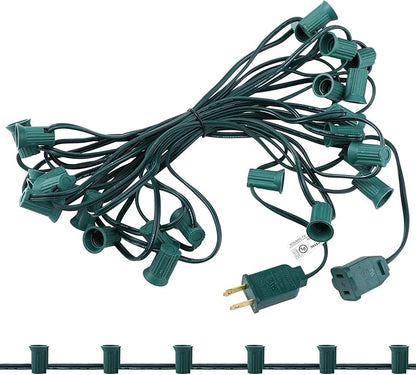 C7/e12 Christmas Light String Set, UL Listed C7 Christmas Light Strand Spool Stringer 12 Spacing Spool Wire for Patio Backyard Xmas Tree Roofline(25ft)