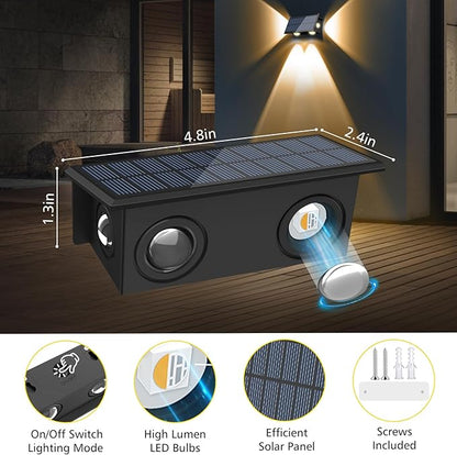 T-SUN Solar Fence Lights, 10 Pack Fence Lights Solar Powerd Outdoor 3000K 2 Mode Bright Warm White, Waterproof Dusk to Dawn Wall Fence Light for Backyard Wall Railing Patio Porch Pool