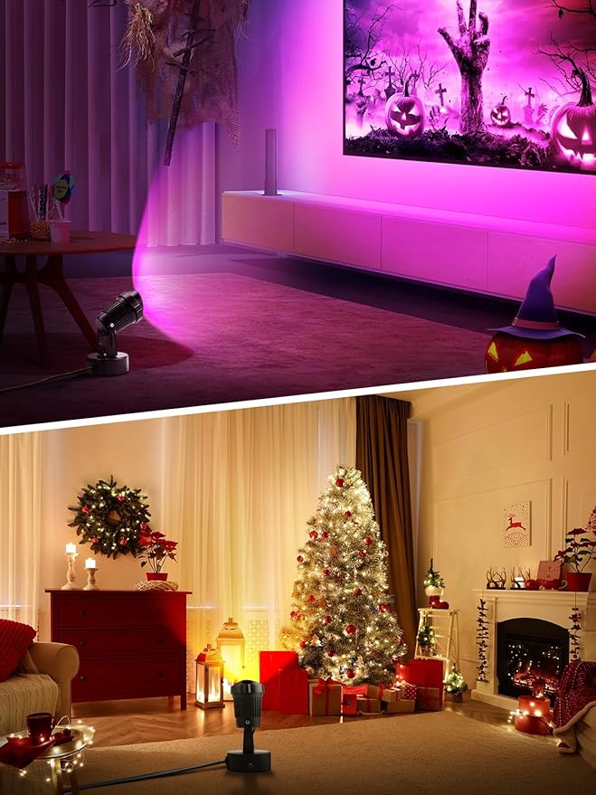 ZUCKEO 10W LED Spot Lights Indoor RGBW Color Changing Uplighting Indoor with Remote, 120V Christmas Spotlight Up Lights Plug in, Accent Landscape Lighting with Switch for House Halloween Decor(1Pack)