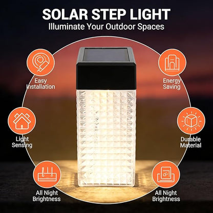 LED Solar Step Light, L Shape, Warm and RGB Color Temperature, Solar Pathway Light - IP65 Waterproof Design, Monocrystalline Charging, Garden Deck Safety Lighting