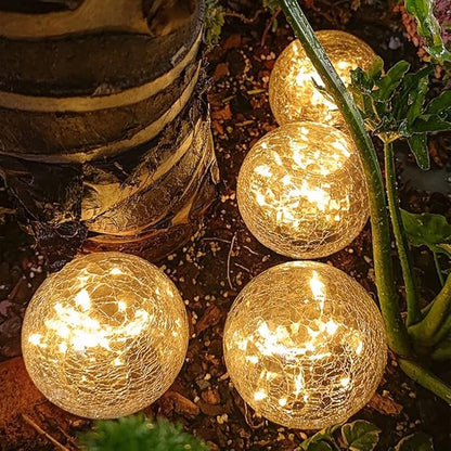TOMEX Solar Garden Lights, Cracked Glass Ball Waterproof Warm White LED for Outdoor Decor Decorations Pathway Patio Yard Lawn, 1Pack (5.9")