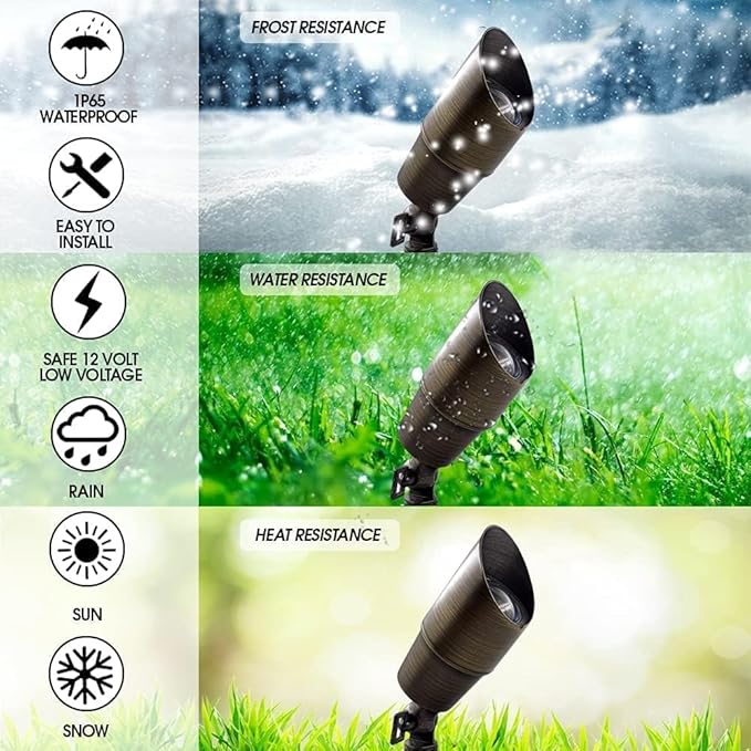 LED Spot Lights Outdoor Landscape Lighting 107 (2 Pack) – Solid Brass Spotlight LED Yard Lights Security Landscape | Lumora