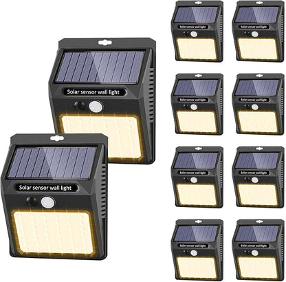 Solar Lights Outdoor, 10 Pack Solar Motion Sensor Outdoor Lights with 3 Lighting Modes, IP65 Waterproof Solar Fence Lights for House (Warm White)