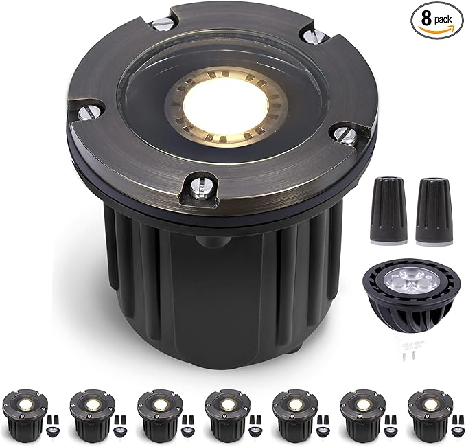 Gardenreet 12V Outdoor Well Light - Brass LED Electric In Ground Landscape Lighting, Low Voltage Weatherproof | Lumora
