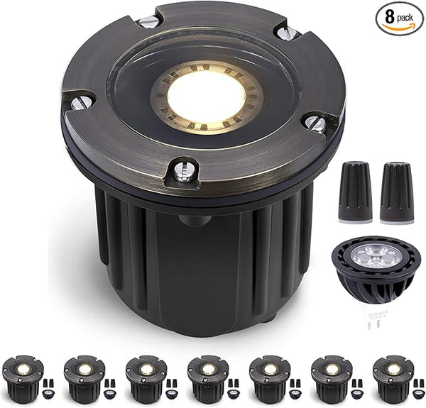 Gardenreet 12V Outdoor Well Light - Brass LED Electric In Ground Landscape Lighting, Low Voltage Weatherproof | Lumora