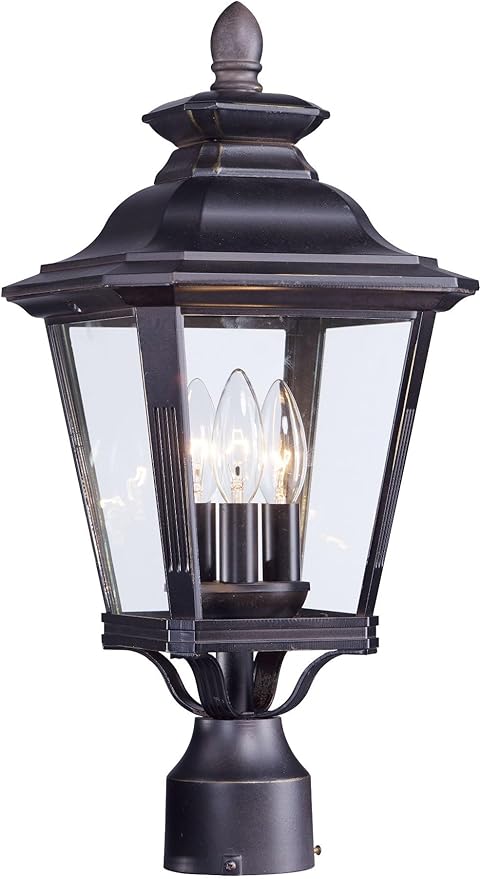 Maxim Knoxville-Three Light Outdoor Post Lantern in Early American Style-9 Inches Wide by 19.5 inches high | Lumora
