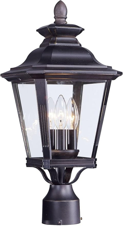 Maxim Knoxville-Three Light Outdoor Post Lantern in Early American Style-9 Inches Wide by 19.5 inches high