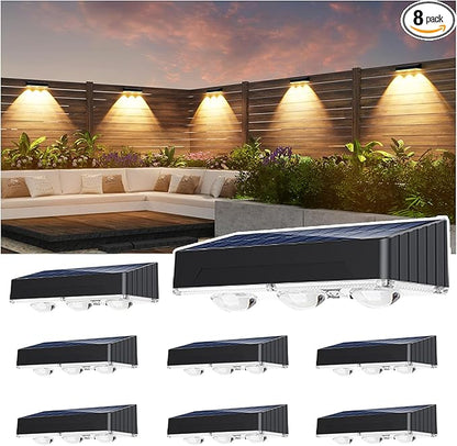 Solar Lights Outdoor Waterproof,RGBWW Spotlight Lens,Solar Lights Outdoor Decorative,10 Colors for Patio,Garden Walls (WL21-8P)