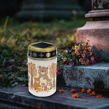 Thanksgiving Bear Solar Garden Lights Outdoor Waterproof Pathway Lights Set of 6 Solar Stake Lights Outdoor Landscape Lighting