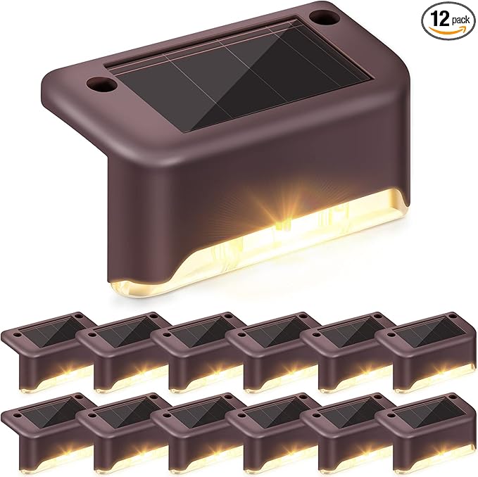 Outus LED Solar Deck Lights Waterproof LED Solar Step Lights Powered Stair Lights for Outdoor Fence Yard Patio Walkway and Pathway