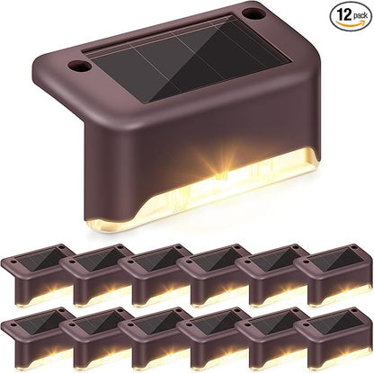 Outus LED Solar Deck Lights Waterproof LED Solar Step Lights Powered Stair Lights for Outdoor Fence Yard Patio Walkway and Pathway