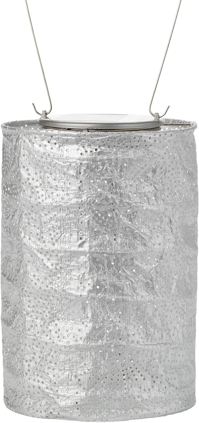 Soji Stella Market, LED Outdoor Solar Lantern, Handmade with Weather-Resistant UV Rated Tyvek fabric, Stainless | Lumora