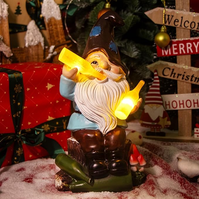 DKJOCKY Gnome Garden Decor Statue with Solar Light Lantern,Birthday Gifts for Women Mom Grandma,Funny Waterproof Resin Figurine Outdoor Decorations for Yard Patio Lawn Balcony Porch
