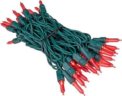Novelty Lights Vintage Style T5 Red LED Christmas Lights, 11.5 Feet Green Wire String of 35 Mini Bulbs, UL Listed Indoor/Outdoor Tree Lighting