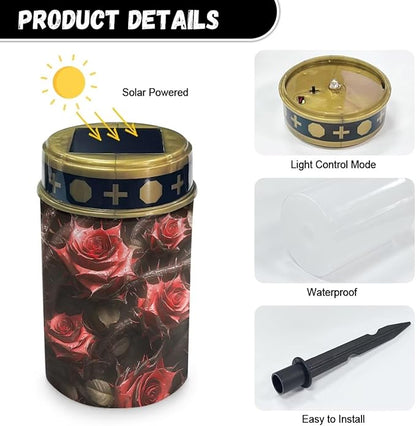 Solar Garden Lights Outdoor Waterproof Decorative Solar Lights Red Roses Outdoor Solar Lights for Garden Yard Patio Lawn Outdoor Decor, Gifts for Dad,Mother,Grandma