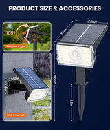 1 Pack Solar Spotlights Outdoor Waterproof IP67,Adjustable Wall&Ground Solar Lights Powered with 3 Colors, 3 Modes | Lumora