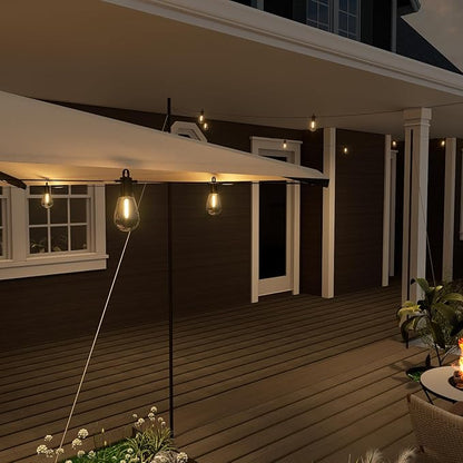 Outdoor String LED Patio Lights - 50FT, IP65 Waterproof Outside Patio Lights with 16 (15+1) S14 LED Bulbs for Bistros Backyard Gazebo Porch Party, 2700K Warm White, 131 Strands Connectable