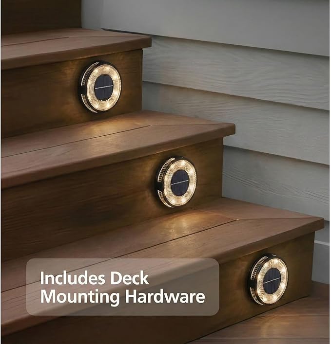 Member Marks Solar Disc Lights (5-Pack) - Ultra-Bright 30 Lumens Outdoor Garden Lights - Warm White & Color | Lumora