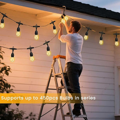 Outdoor String Lights,150FT String Lights for Outside with 45+3 Shatterproof S14 LED Bulbs,Outdoor Lights for Backyard,Market,Bistro,2700K WarmWhite (3-Pack)
