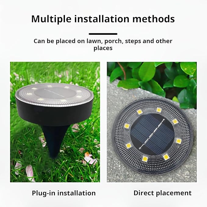 Solar Ground Lights Outdoor Waterproof IP68, 4 Pack 8 LED In Ground Solar Disc Landscape Lighting, Garden Lights | Lumora