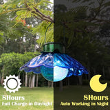 XUWEN Solar Lights Outdoor Waterproof - Blue Solar Flower Lights with Crackle Globe Glass Light, Hanging Lanterns | Lumora