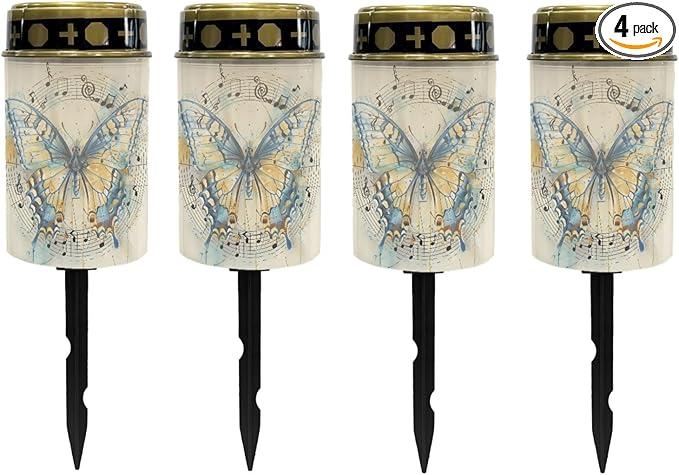 Butterfly Solar Lights Outdoor LED Lantern Waterproof Garden Lights Solar Outdoor Pathway Lights Solar-Powered Lights for Outside,Flameless Lights Outdoor Patio Lights