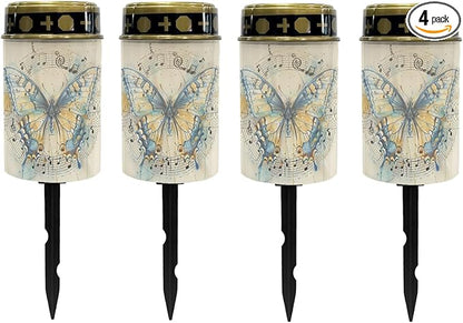 Butterfly Solar Lights Outdoor LED Lantern Waterproof Garden Lights Solar Outdoor Pathway Lights Solar-Powered Lights for Outside,Flameless Lights Outdoor Patio Lights