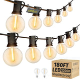 OHLUX Outdoor String Lights, 180FT G40 Globe LED Patio Lights with 82 Dimmable Plastic Bulbs 2 Spare, 2200K | Lumora