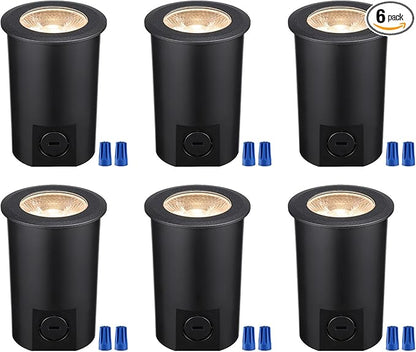 LEONLITE 7W 5CCT Well Lights Landscape LED In Ground, 12-24V AC/DC Low Voltage, CRI90 IP67 Inground Well Lights Outdoor, Black Aluminum Housing, Embedded Parts Included, Pack of 6