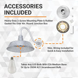 14in. Galvanized Finish Outdoor Gooseneck Barn Light Fixture with 14.5 in. Long Extension Arm - Wall Sconce | Lumora