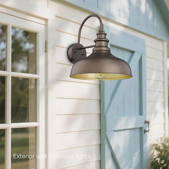 Bestshared Outdoor Barn Light,Outdoor Wall Sconce, Farmhouse Porch Wall lamp, Anti-Rust Front Door Lighting Fixture for House, Doorway, Patio, Garage (ORB+Gold, 2pack)