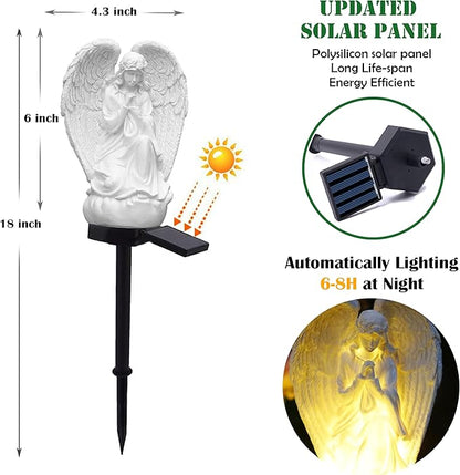 Angel Solar Lights Outdoor Garden Waterproof Decorative Stake Light for Yard Patio Pathway Lawn Ornaments Garden Decor Christian Christmas Decorations Gifts