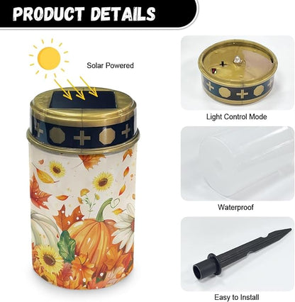 Autumn Fall Pumpkin Outdoor Solar Lights,4 Pieces Solar Stake Lights Waterproof Solar Garden Lights Landscape Lighting Solar Pathway Lights Solar