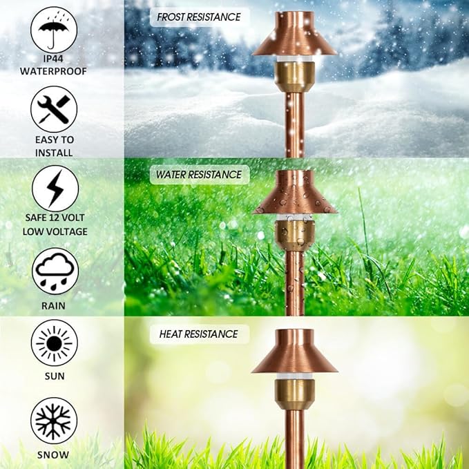 LED Pathway 130 Landscape Light - 12V Solid Copper Low Voltage 4W G4 LED Light Bulb Warm White Included Outdoor | Lumora