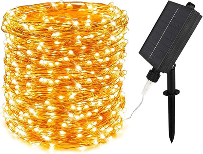 Solar String Lights for Outside,100FT 300 LEDs Solar Fairy Lights,Waterproof 8 Modes Button Outdoor String Light for Patio Garden Backyard Tree Wedding Christmas,Copper Wire,Warm White