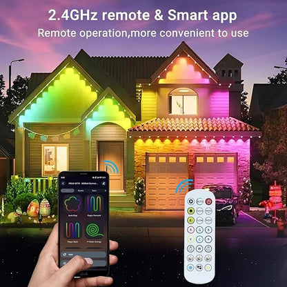 Permanent Outdoor Lights,Smart Outdoor String Lights with DIY Scene Modes,100FT with 50 LEDs,IP67 Waterproof for Christmas,Halloween,Garden Decor,Deck,Party,Roof,Daily and Accent Lighting (100FT)