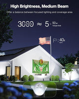 HIBOITEC 30W Spot Lights Outdoor Dusk to Dawn 120V Plug in Flag Pole Light 3000LM 5000K LED Waterproof Landscape | Lumora