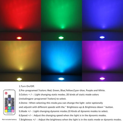 RNEHON LED Outdoor Deck Lights with Protecting Shell, Φ1.18in RGB 10 Pack, IP67 Waterproof Recessed Stair Step Landscape Lighting 12V Low Voltage for Yard Patio Floor Kitchen Decoration