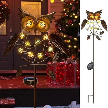 TAKE ME Owl Garden Solar Lights Outdoor, Solar Powered Stake Lights Chrismas Gifts Garden Gifts Mom Wife Grandma - Metal OWL LED Decorative for Walkway,Pathway,Yard,Lawn (Bronze)