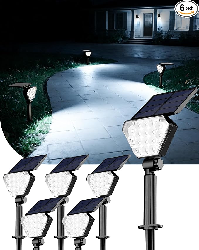 T-SUN Solar Lights Outdoor Waterproof IP65, 6 Pack LED Solar Spot Lights Color Changing IP65 Waterproof Smart Auto | Lumora