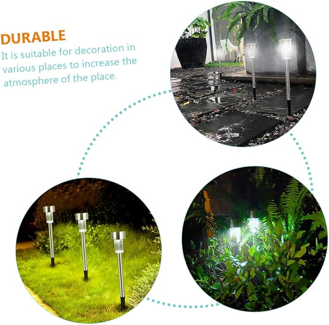 NUOBESTY 6pcs Solar Garden Lights Outdoor LED Landscape Pathway Lamps with Ground Stake for Patio Driveway Decoration